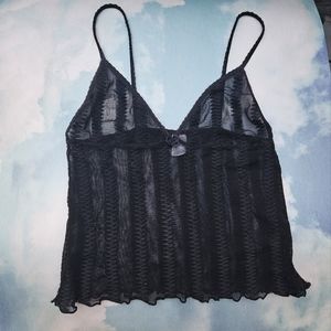 Vintage 90s, Y2k Top Goth Punk Chic Rare Lingerie Sheer Stripe Mesh Top